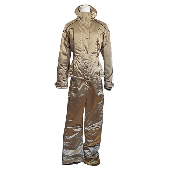 POST CARD GOLD SATIN SKI COAT PANTS 2 PIECES COORDINATED SET - 6 - Picture 1 of 16